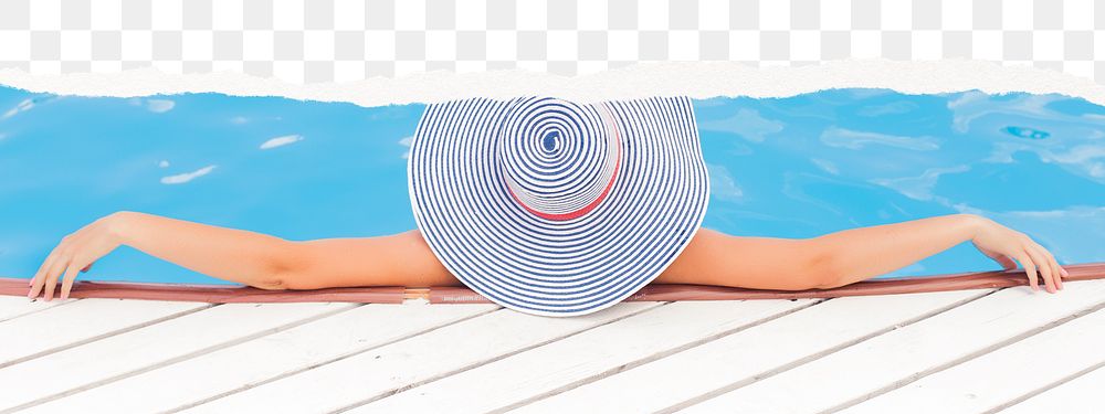 Summer woman png border, vacation aesthetic, transparent background