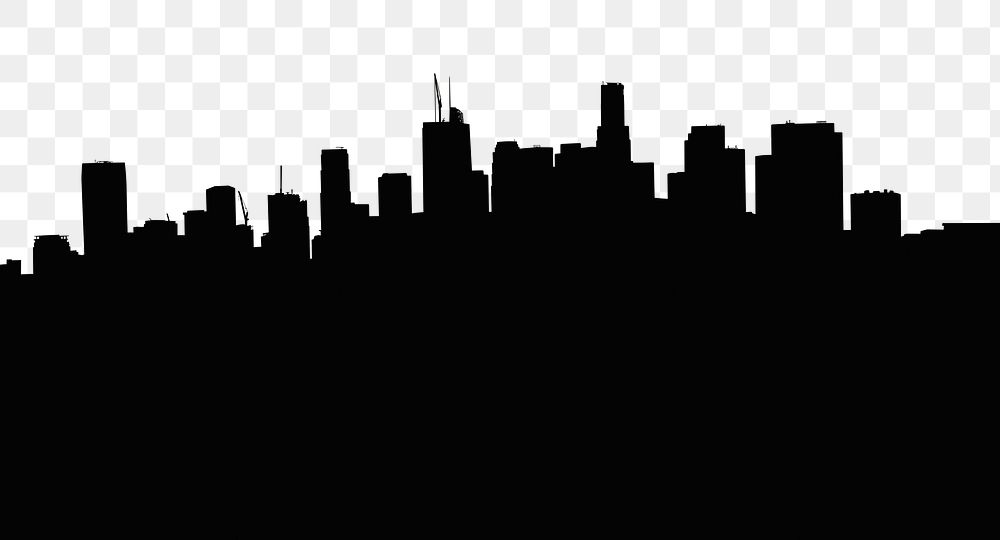 City silhouette png border sticker, transparent background