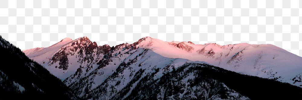 Aesthetic pink mountains png border, transparent background