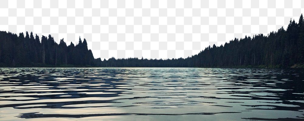 Lake landscape png border sticker, nature on transparent background