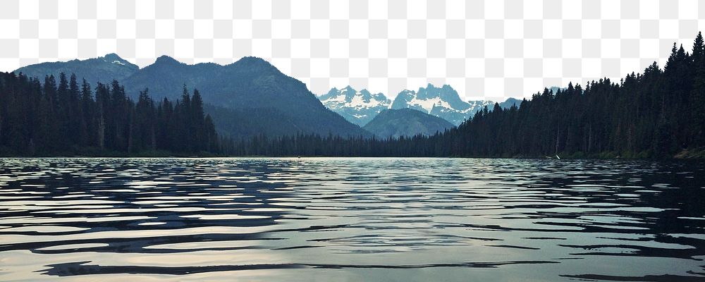 Lake landscape png border sticker, nature on transparent background