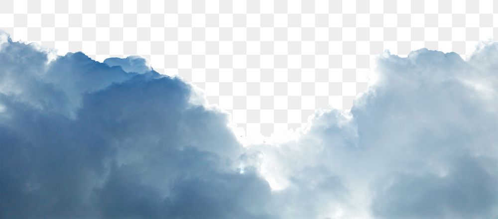 Cloudy sky png border, transparent background