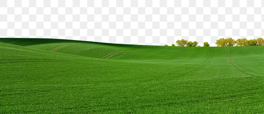 Green hills png border, transparent background