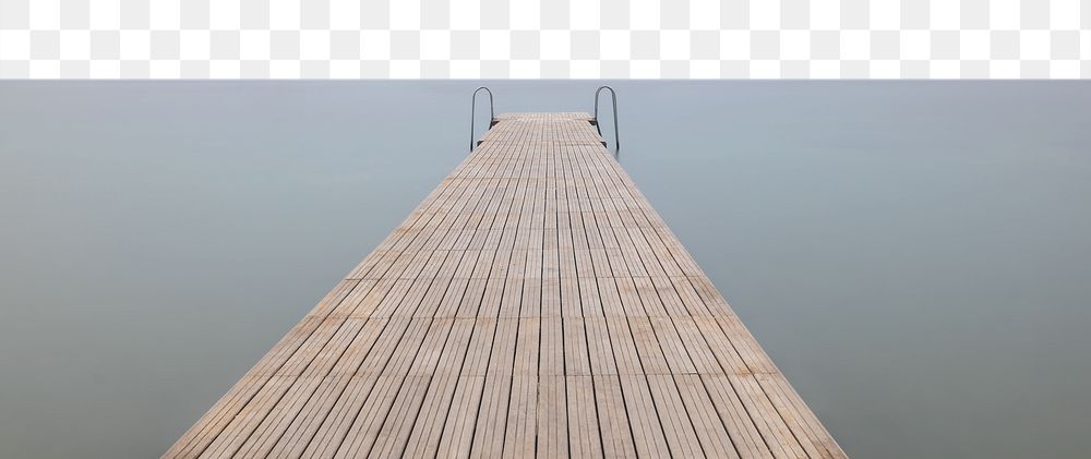 Jetty in lake png border, transparent background