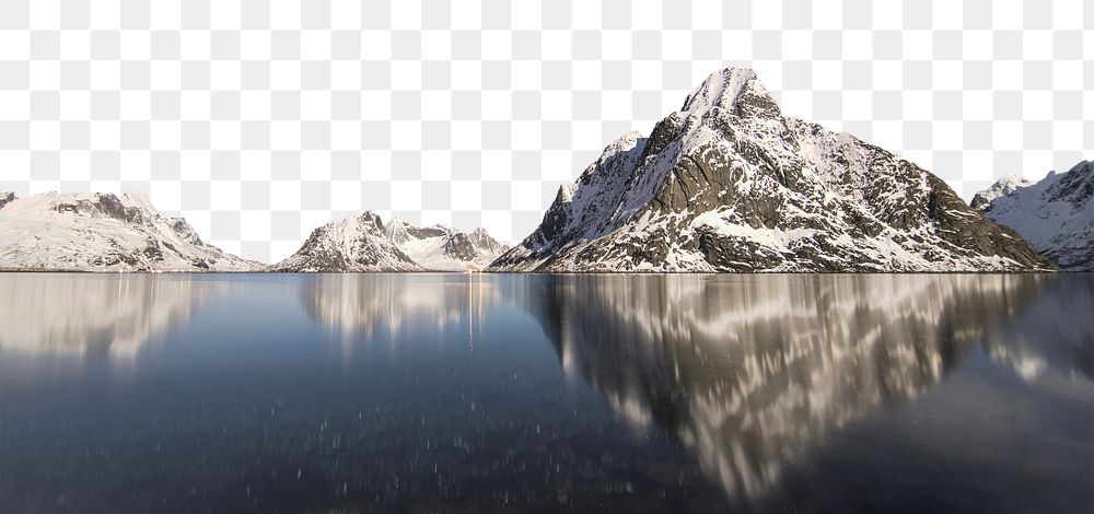Norwegian landscape png border, transparent background