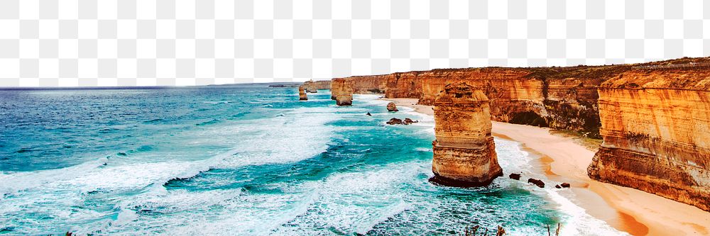 Australian coast png border, transparent background