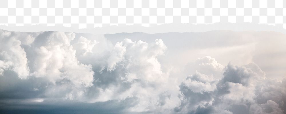 White clouds png border, torn paper design, transparent background