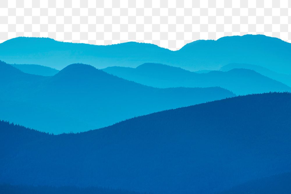 Blue hills png border, transparent background