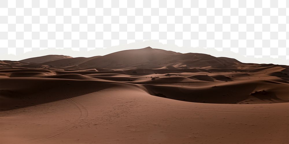 Sahara desert png border, torn paper design, transparent background