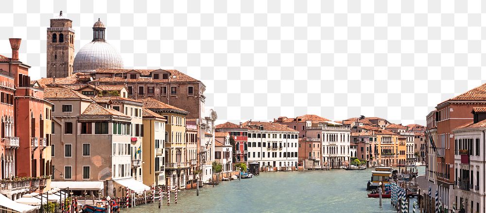 Venice city background, Europe aesthetic border, transparent background