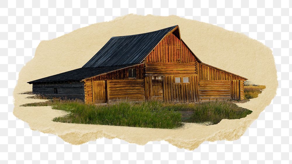 PNG view of house in countryside, collage element, transparent background