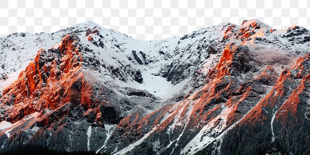 Red mountain png border, transparent background