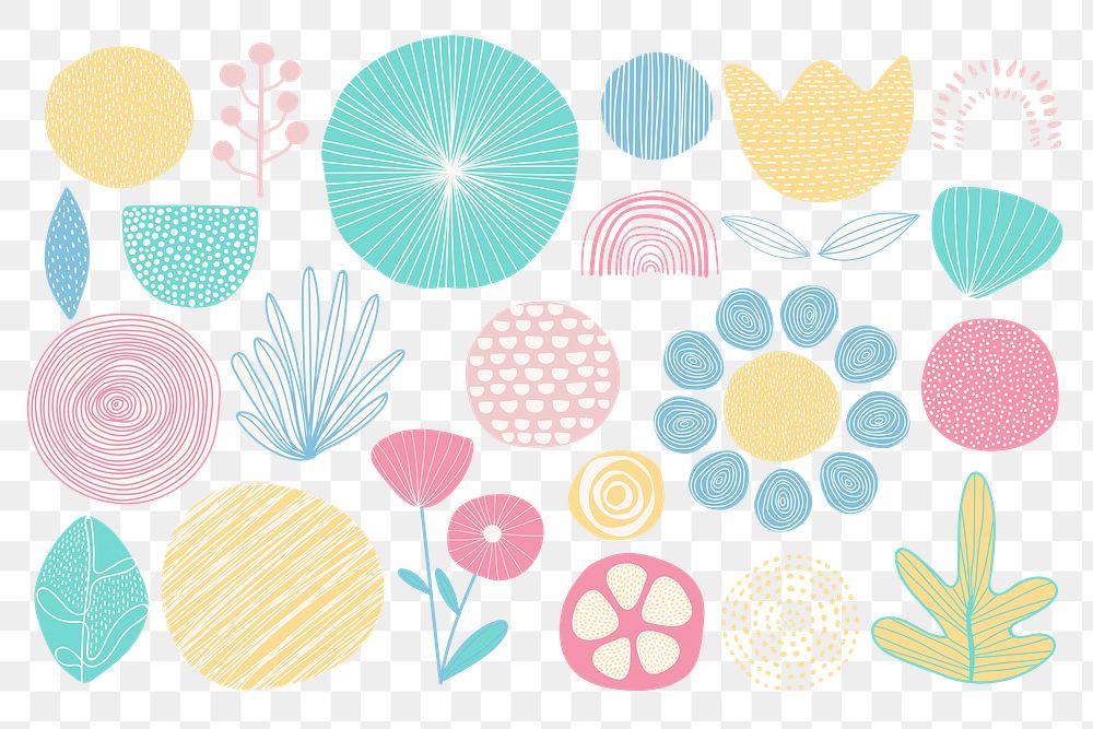 Pastel nature png sticker set, transparent background