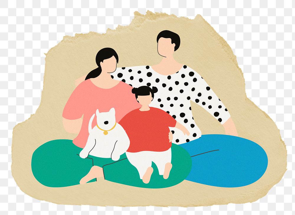 Happy family doodle png sticker, transparent background