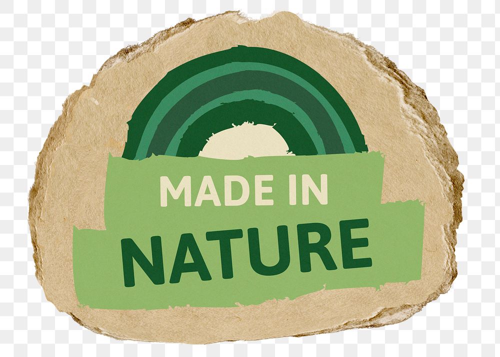 Made in nature png sticker, ripped paper, transparent background