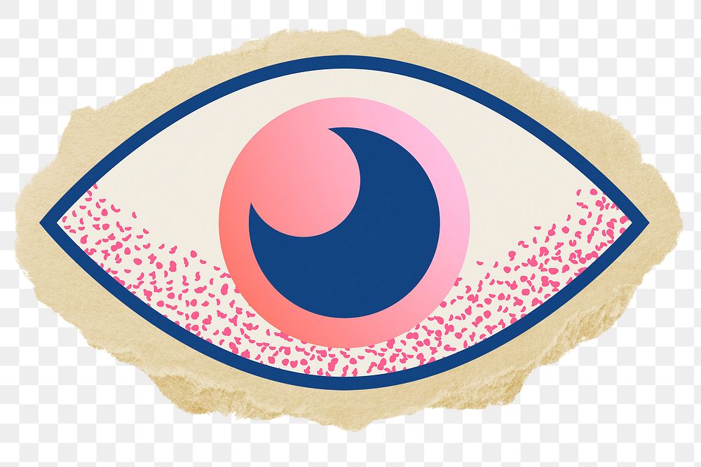 Observing eye png sticker, ripped paper, transparent background