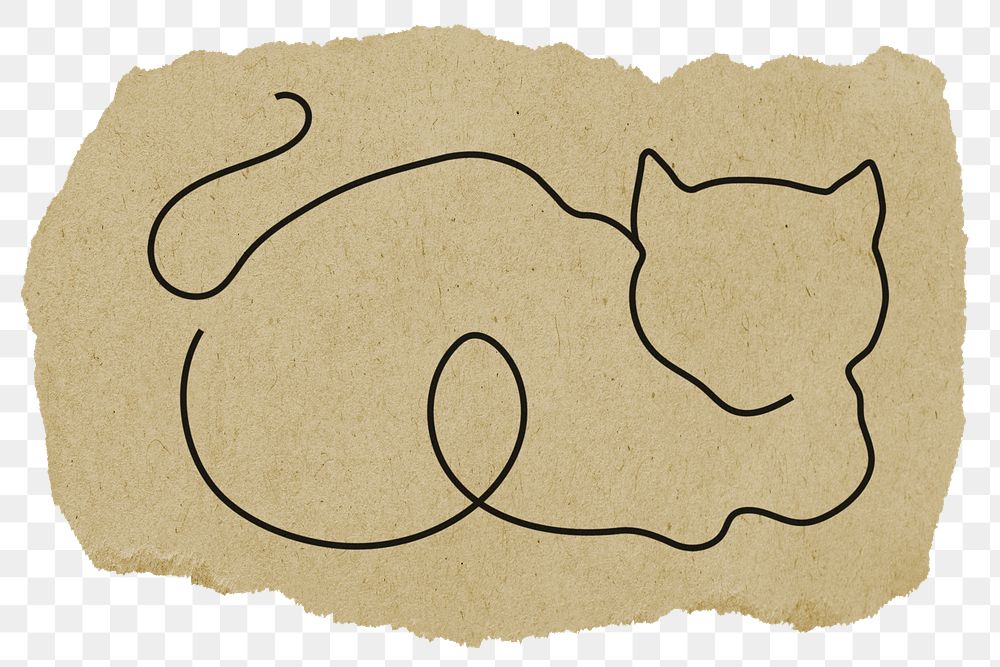 Cat line art png sticker, transparent background