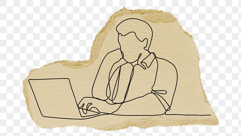 Businessman line art png sticker, transparent background