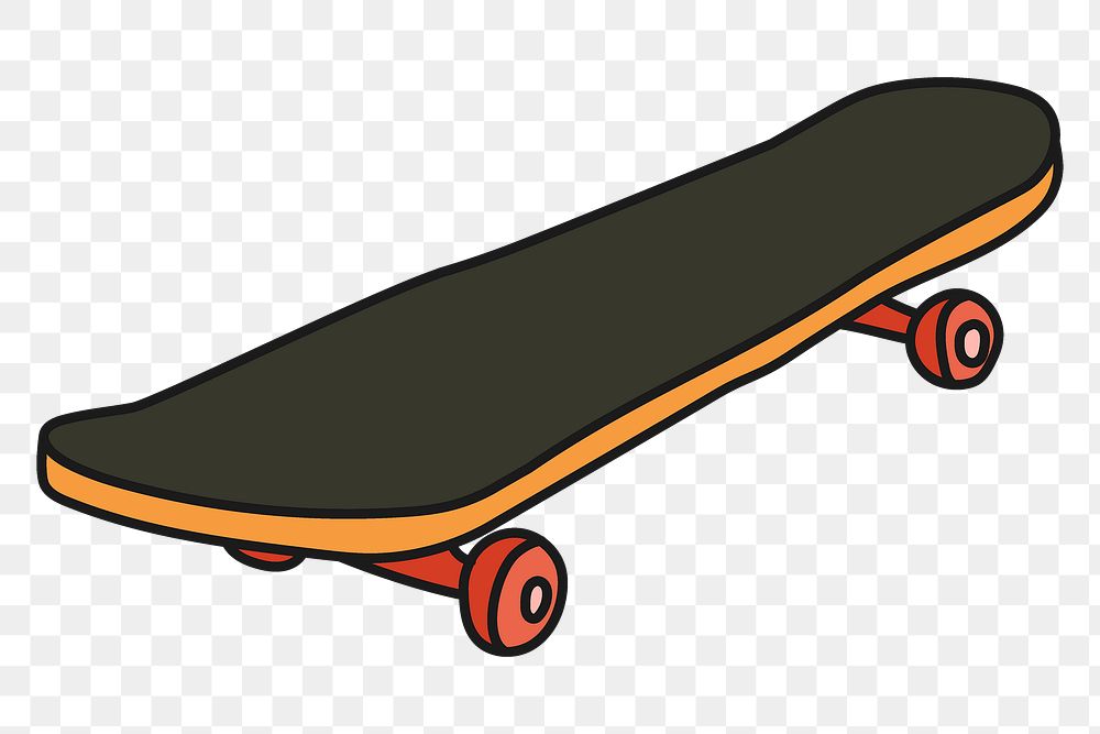 Skateboard png sticker, hobby doodle on transparent background