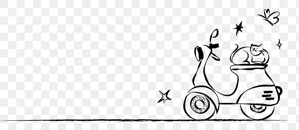 Motorcycle doodle png border, transparent background