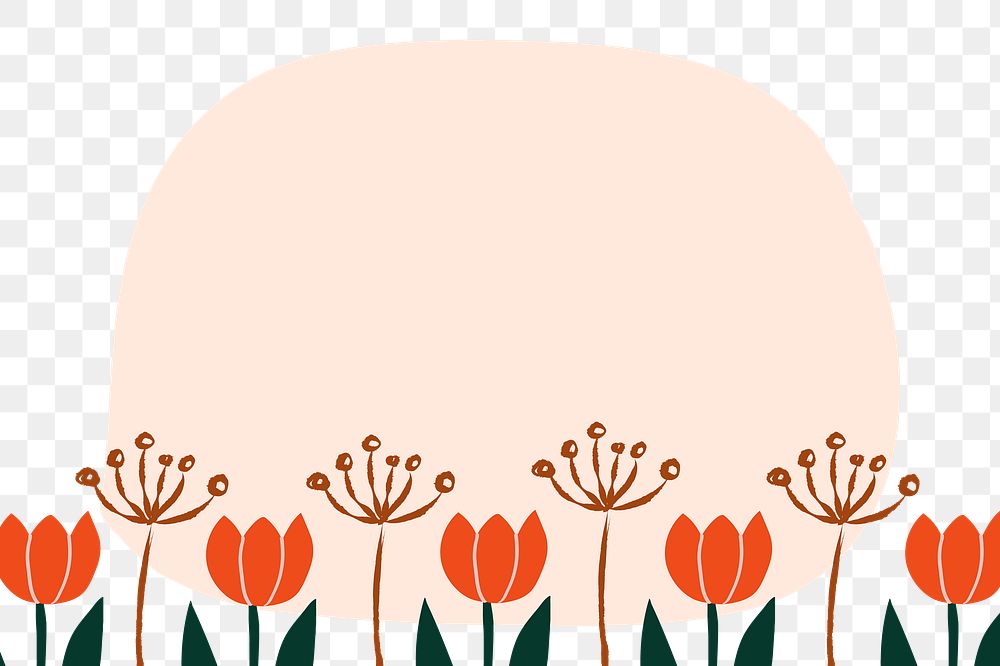 Tulip flower png frame sticker, transparent background