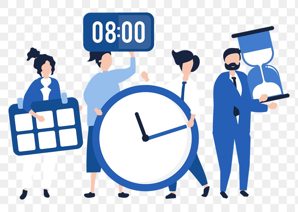 On time png clipart, business characters illustration png on transparent background