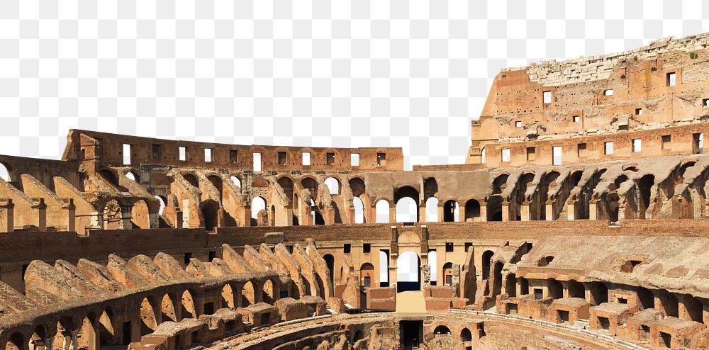 Aesthetic Colosseum png border, famous Italy landmark border, transparent background