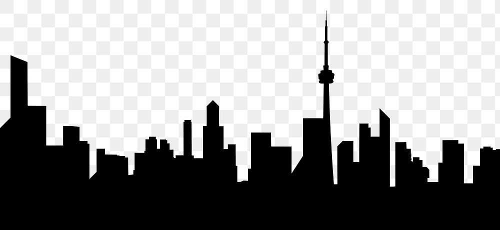 Toronto cityscape  png silhouette border, transparent background