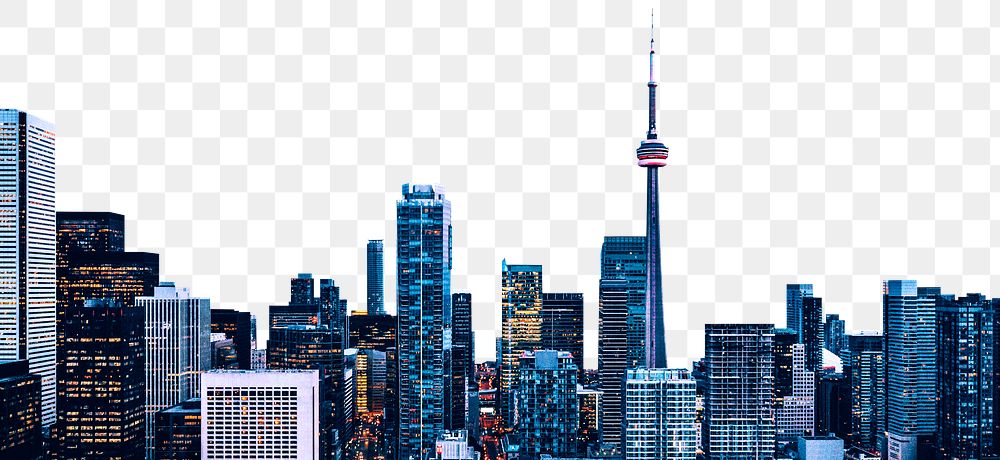 Toronto cityscape png border, transparent background