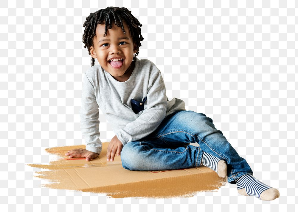 Smiling African-American boy png sticker, transparent background