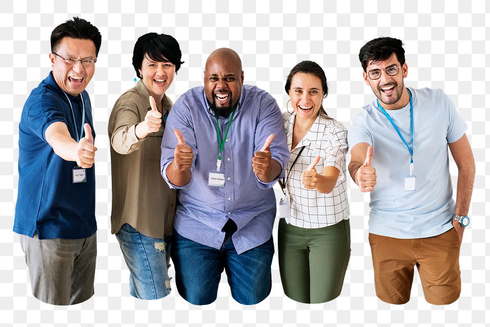 Business team png thumbs up sticker,  transparent background