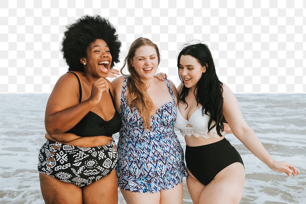 PNG Curvy, diverse women, collage element, transparent background