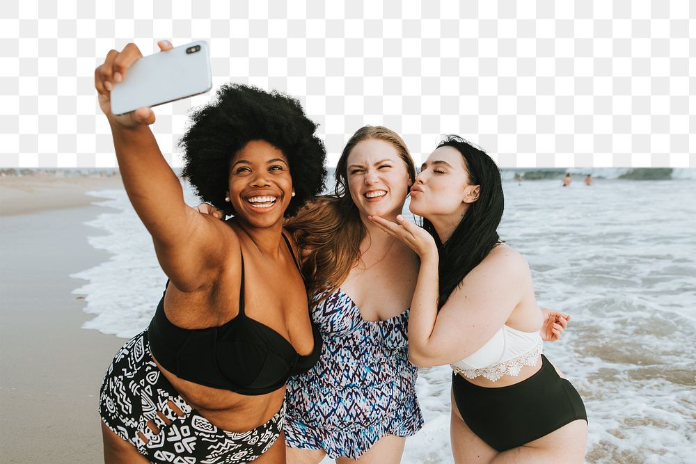PNG Women taking selfie, collage element, transparent background