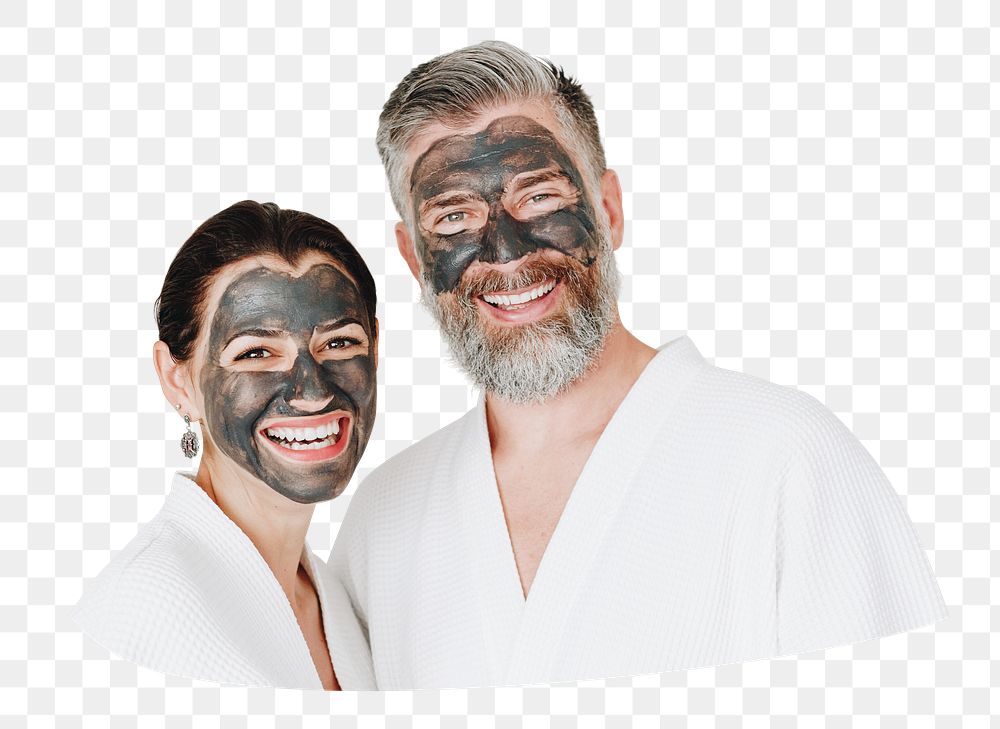 Spa couple png sticker, health and wellness image, transparent background