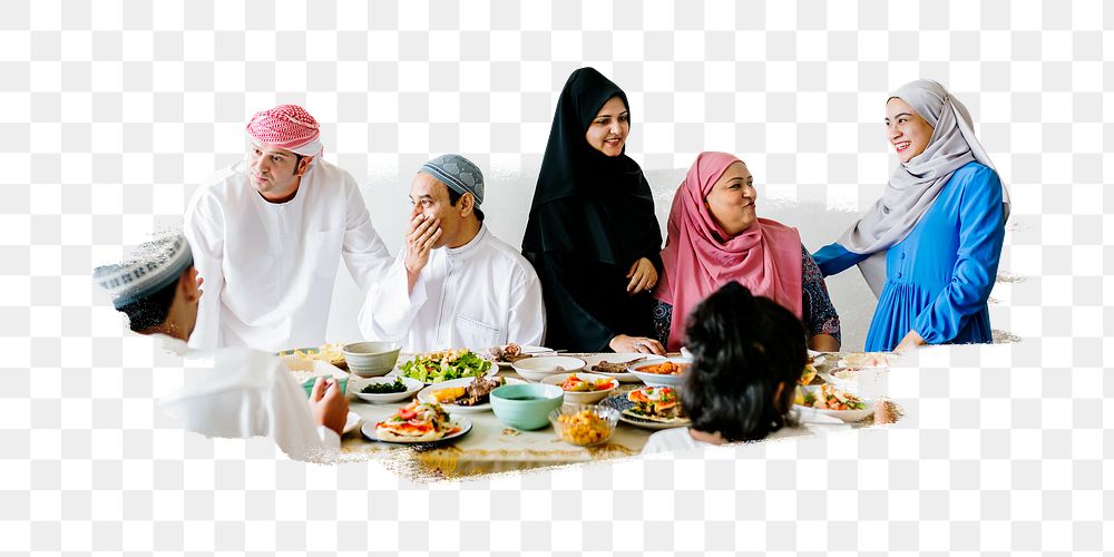 PNG Middle Eastern Suhoor or Iftar meal, collage element, transparent background