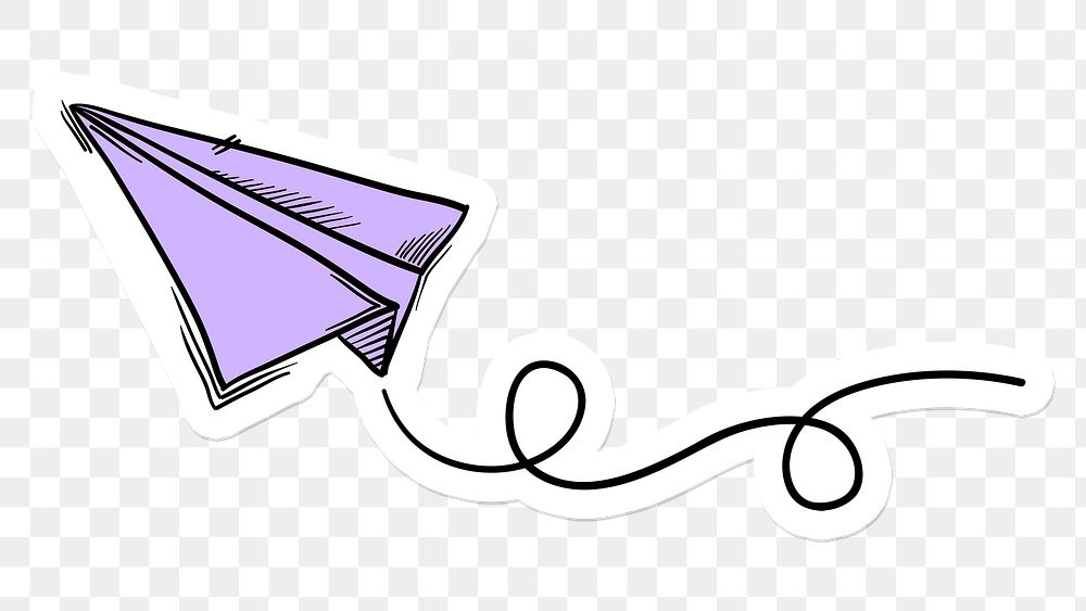 Png paper airplane doodle sticker, drawing illustration, transparent background