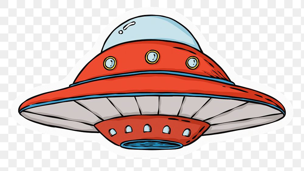 UFO  png sticker, drawing illustration, transparent background