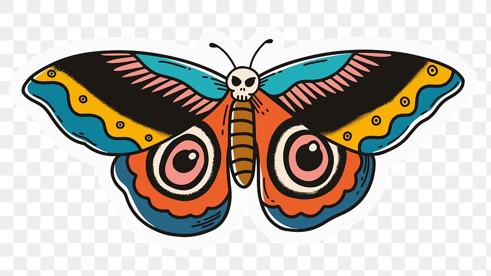 Retro moth png sticker, drawing illustration, transparent background
