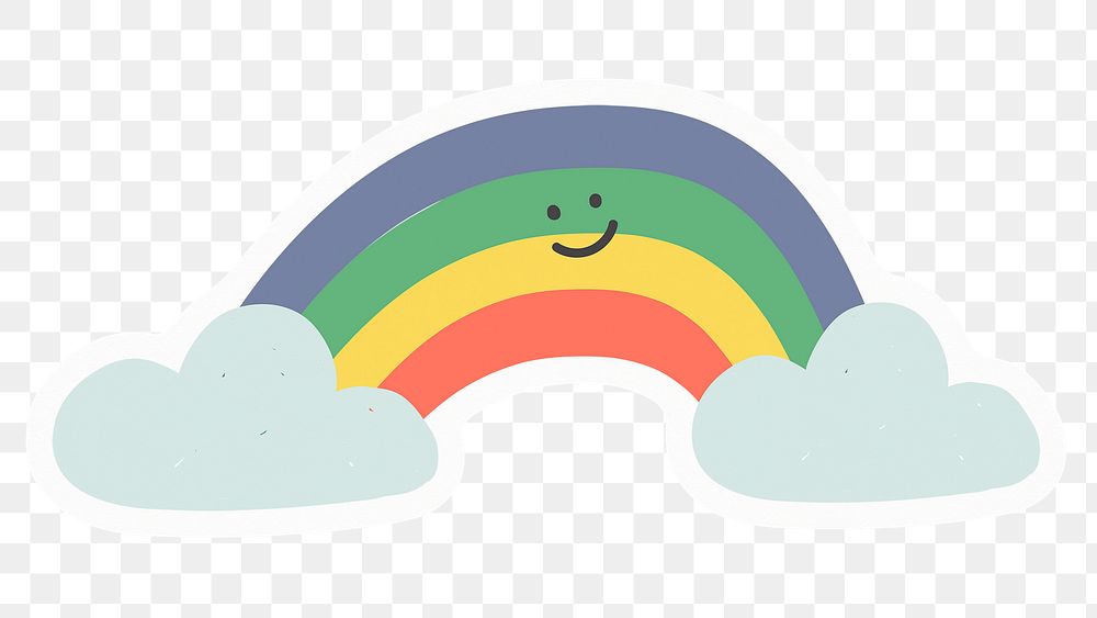 Smiling rainbow  png sticker, drawing illustration, transparent background