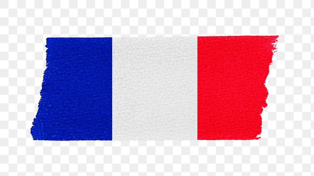France's flag png sticker, washi tape design, transparent background
