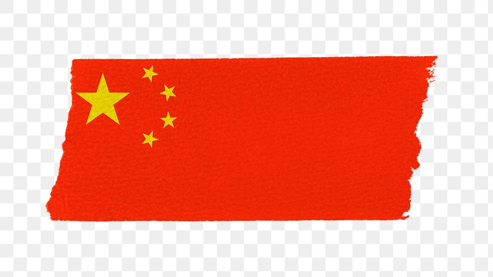 China's flag png sticker, washi tape design, transparent background