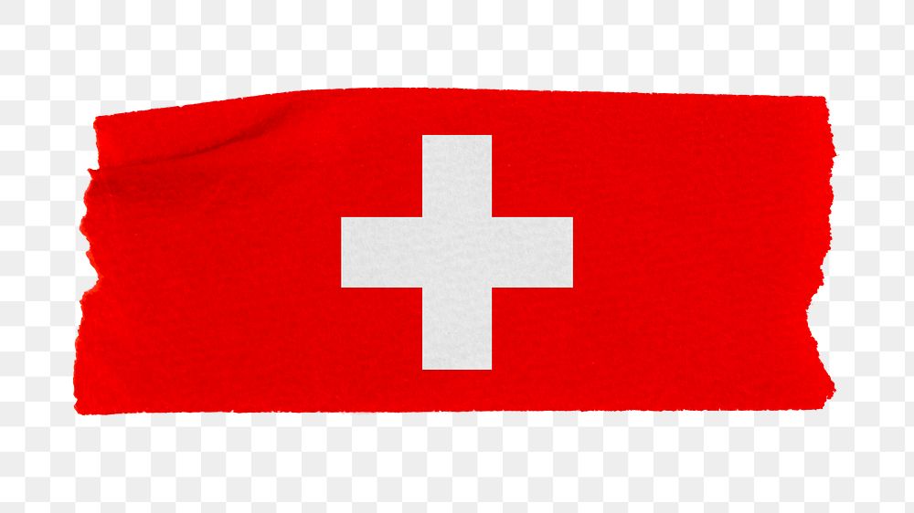 Switzerland's flag png sticker, washi tape design, transparent background