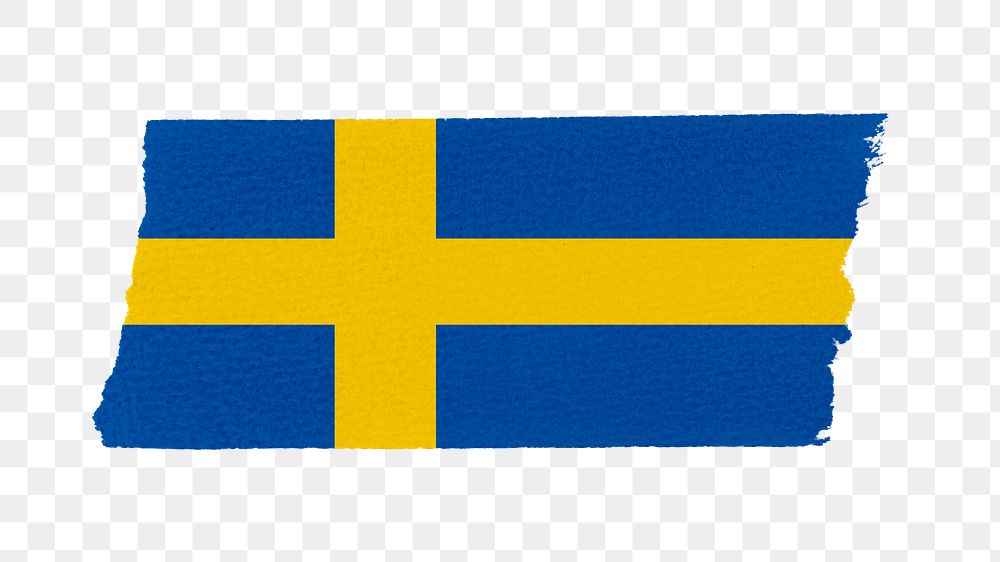 Sweden's flag png sticker, washi tape design, transparent background