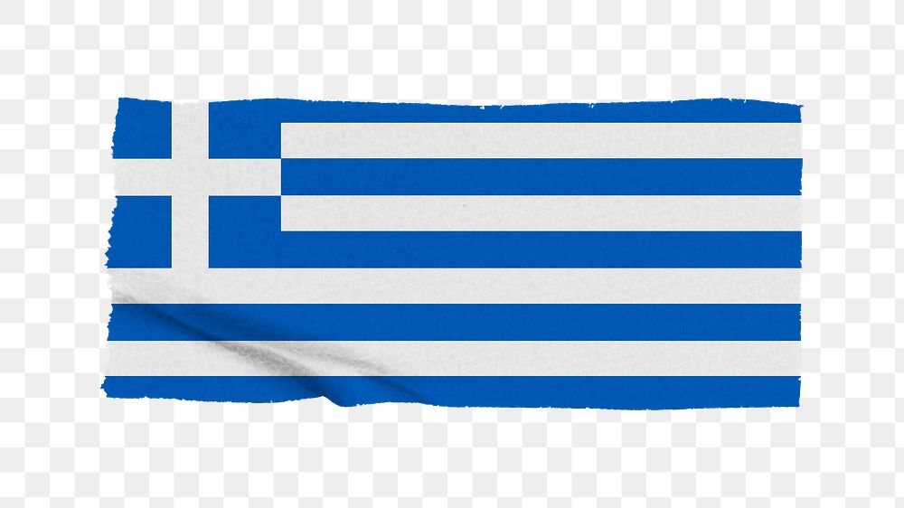 Greece's flag png sticker, washi tape design, transparent background