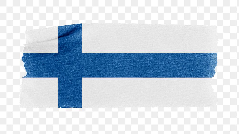 Finland's flag png sticker, washi tape design, transparent background