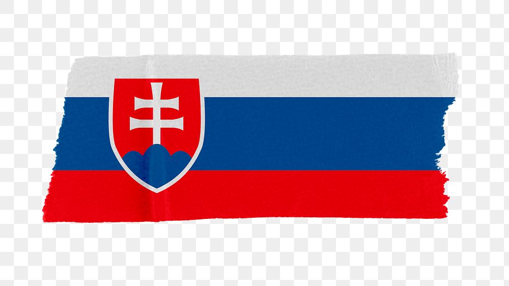 Slovakia's flag png sticker, washi tape design, transparent background