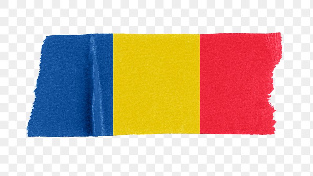 Romania's flag png sticker, washi tape design, transparent background