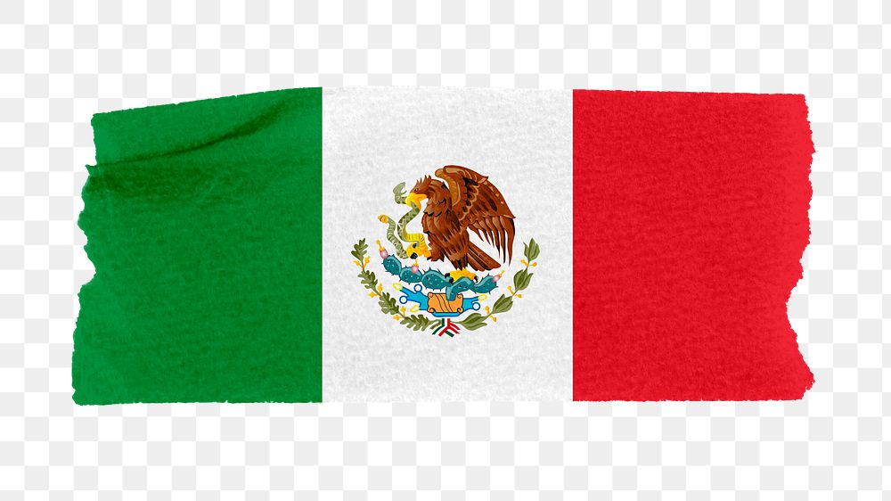 Mexico's flag png sticker, washi tape design, transparent background