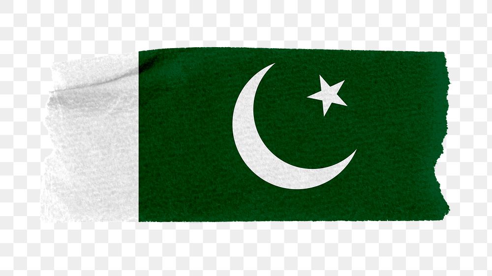 Pakistan's flag png sticker, washi tape design, transparent background