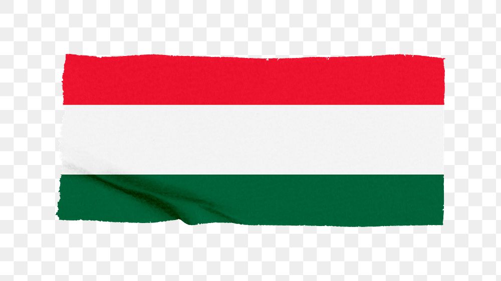 Hungary's flag png sticker, washi tape design, transparent background